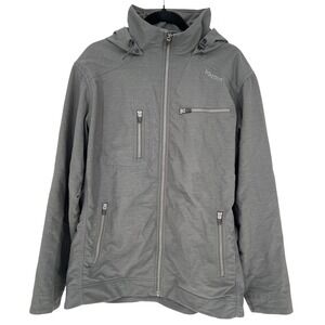 Marmot Soft Shell Hooded Jacket Women's Large Gray Outdoor Hiking Camping EUC